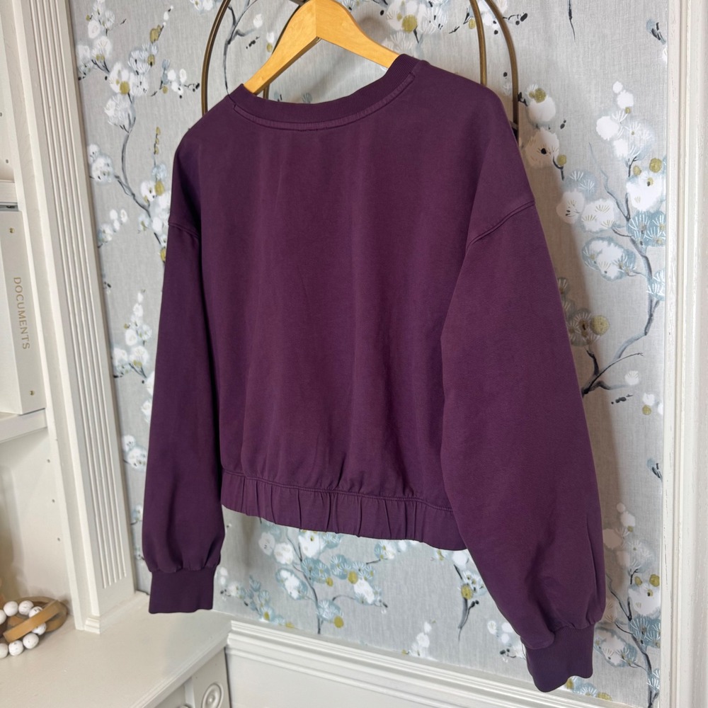 Z by Zella Womens Plum Purple Organic Cotton V-Neck Cropped Sweatshirt Large - Picture 7 of 7